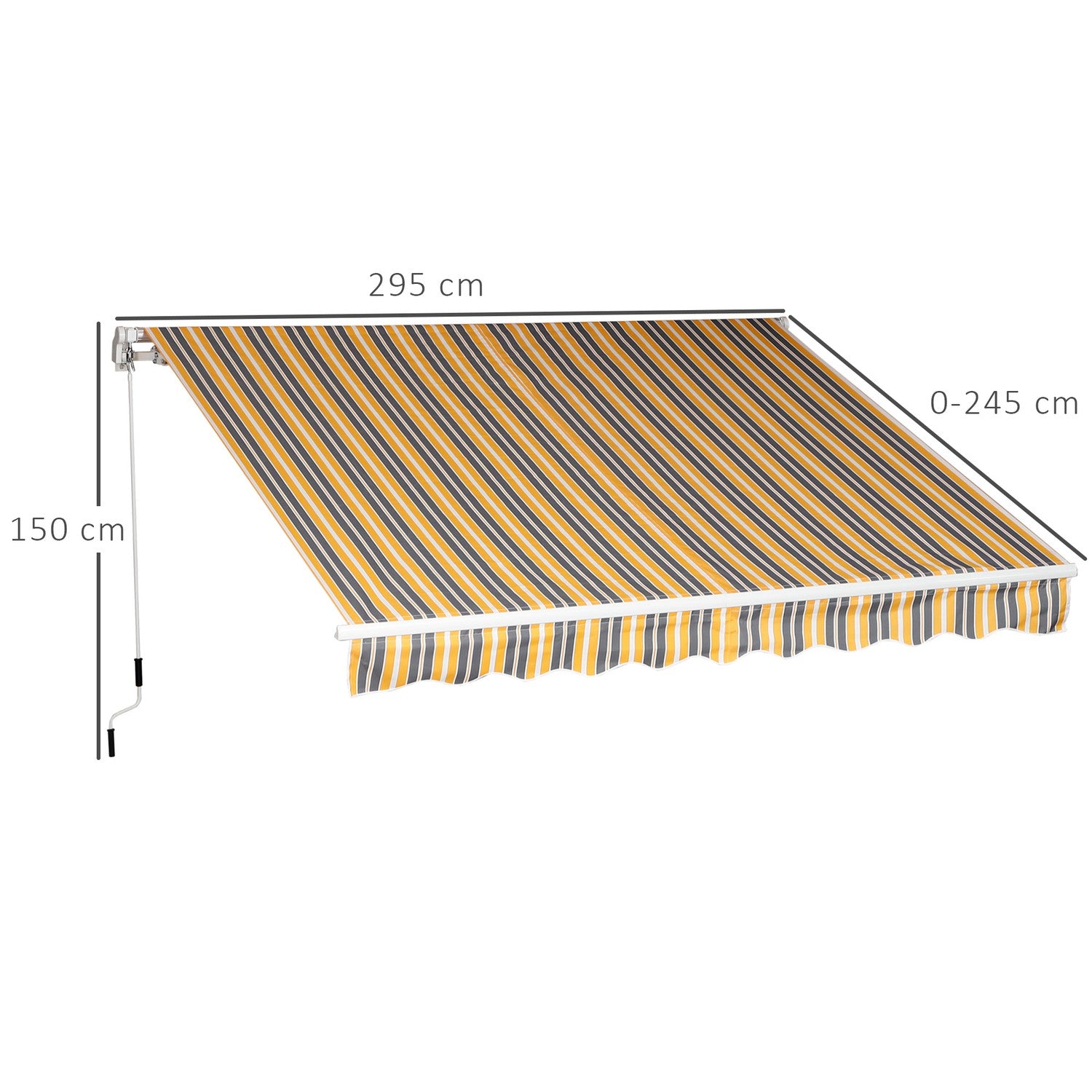 Balkonknikarmscherm, Handslinger, 3x2,5m, Geel/Grijs
