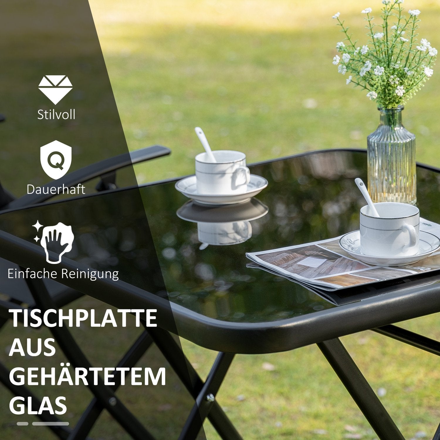 Balkon opvouwbare set – 2 stoelen & tafel, metaalgaas
