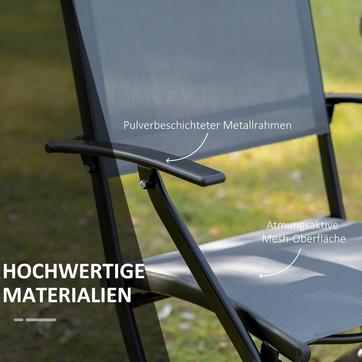 Balkon opvouwbare set – 2 stoelen & tafel, metaalgaas