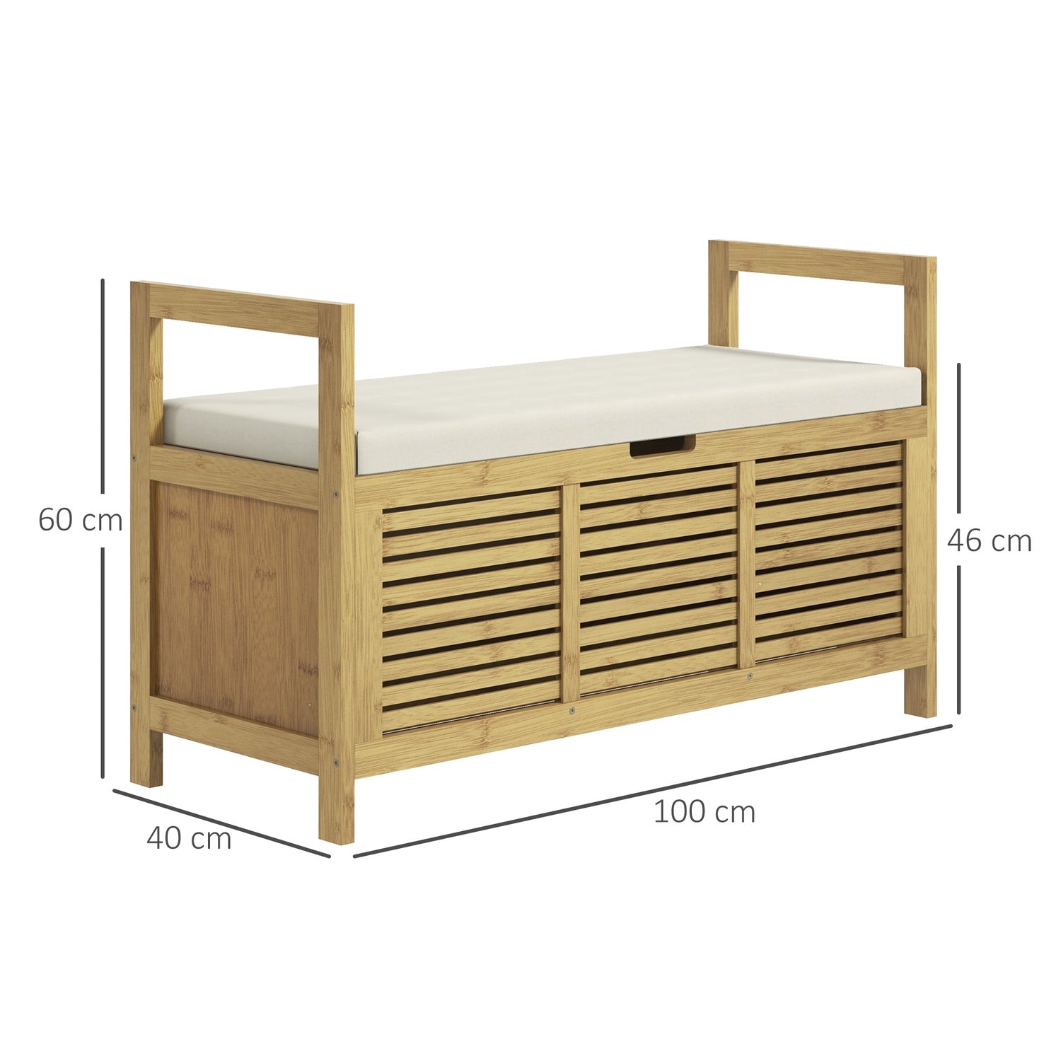 Bamboe schoenenbankje met klapdeksel – 100x40x60 cm
