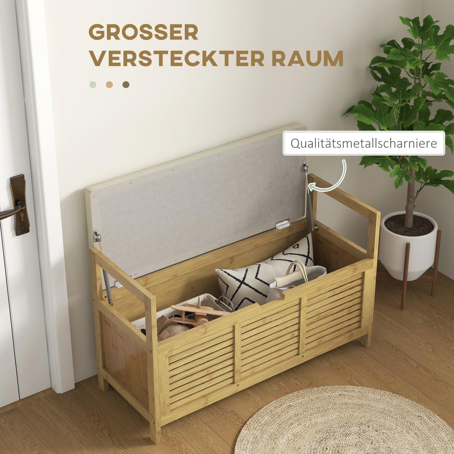 Bamboe schoenenbankje met klapdeksel – 100x40x60 cm