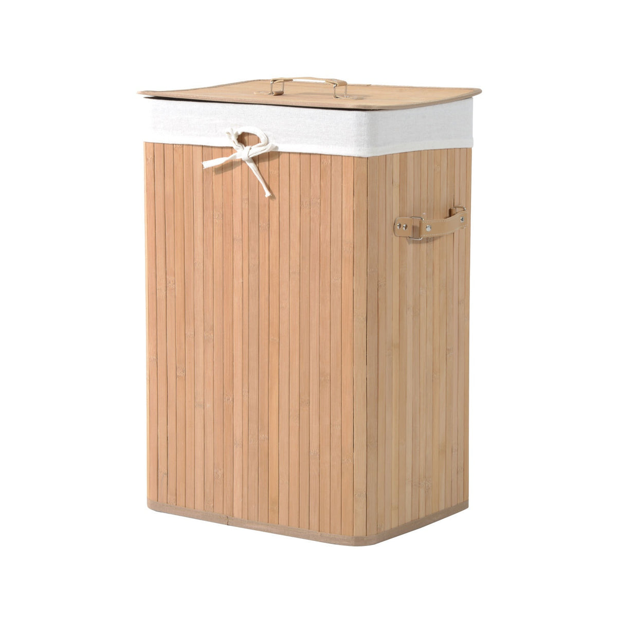 Bamboe opvouwbare wasmand 72L – Canvaszak met deksel