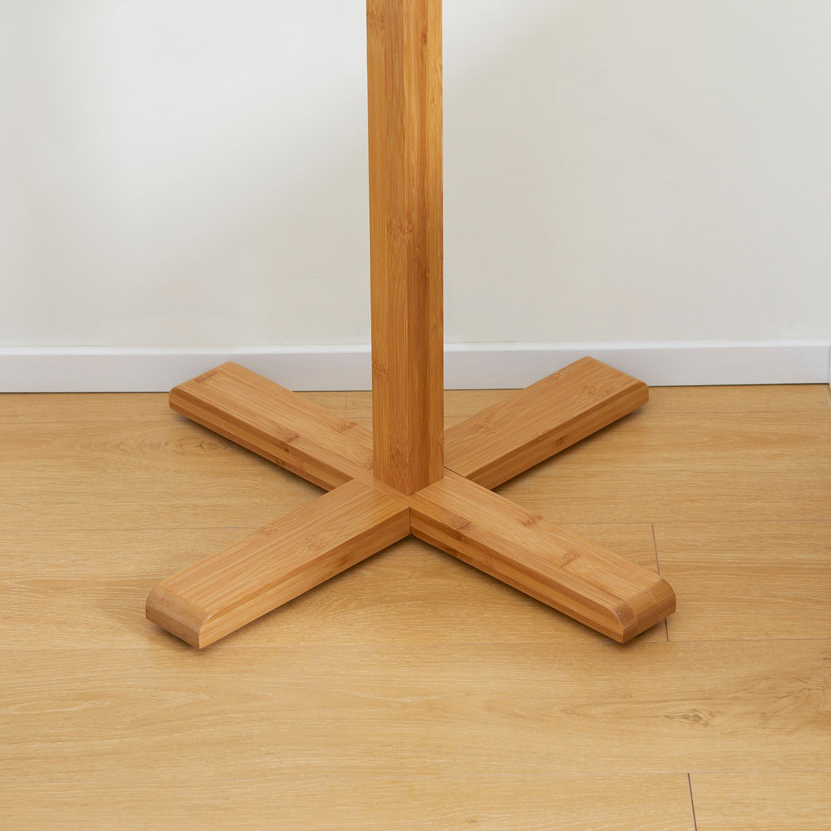 Bamboe kledingrek met 8 haken, natuurlijke afwerking, 49,5x178 cm