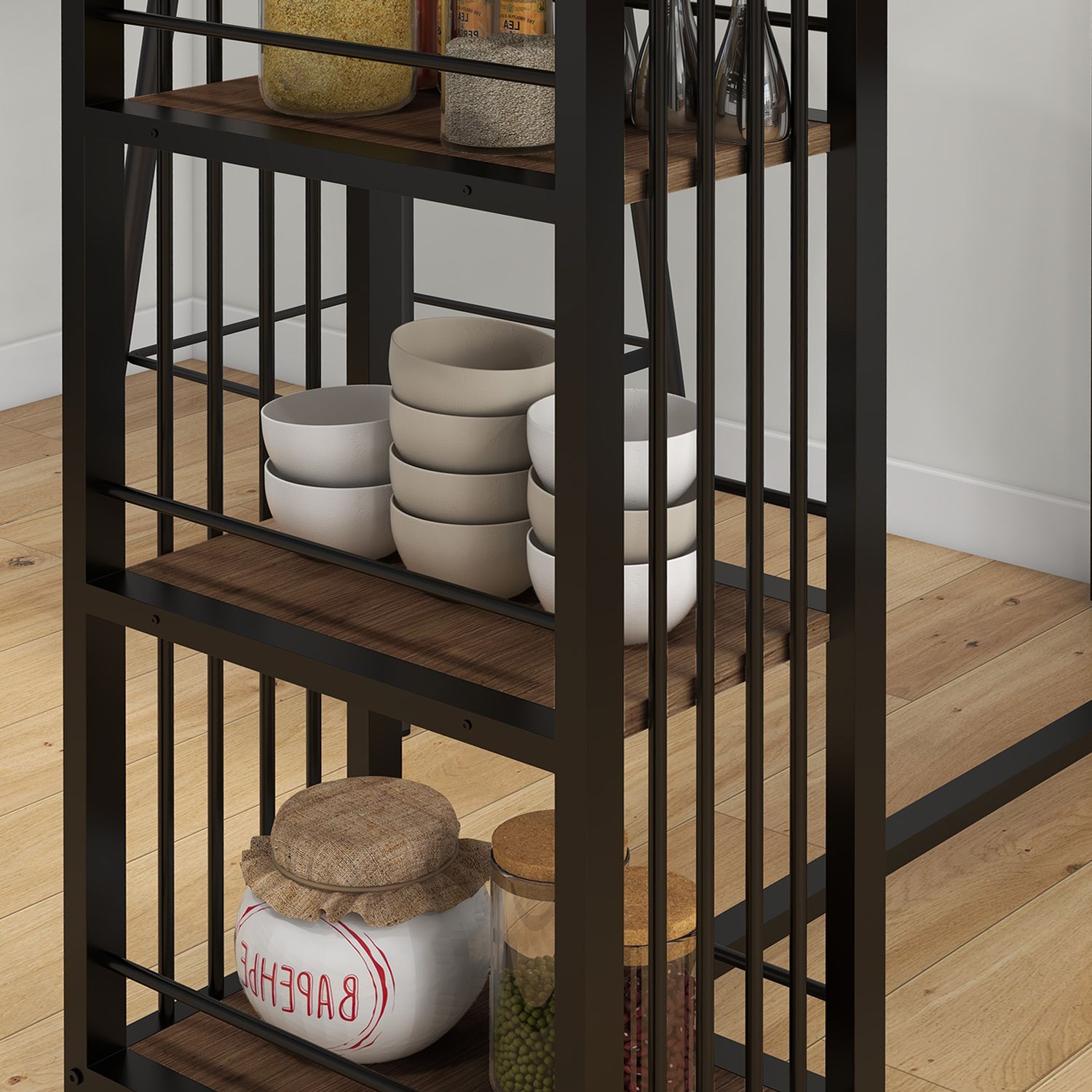 Bartafel – houtlook, 3 planken, stalen frame, 120x40x105 cm