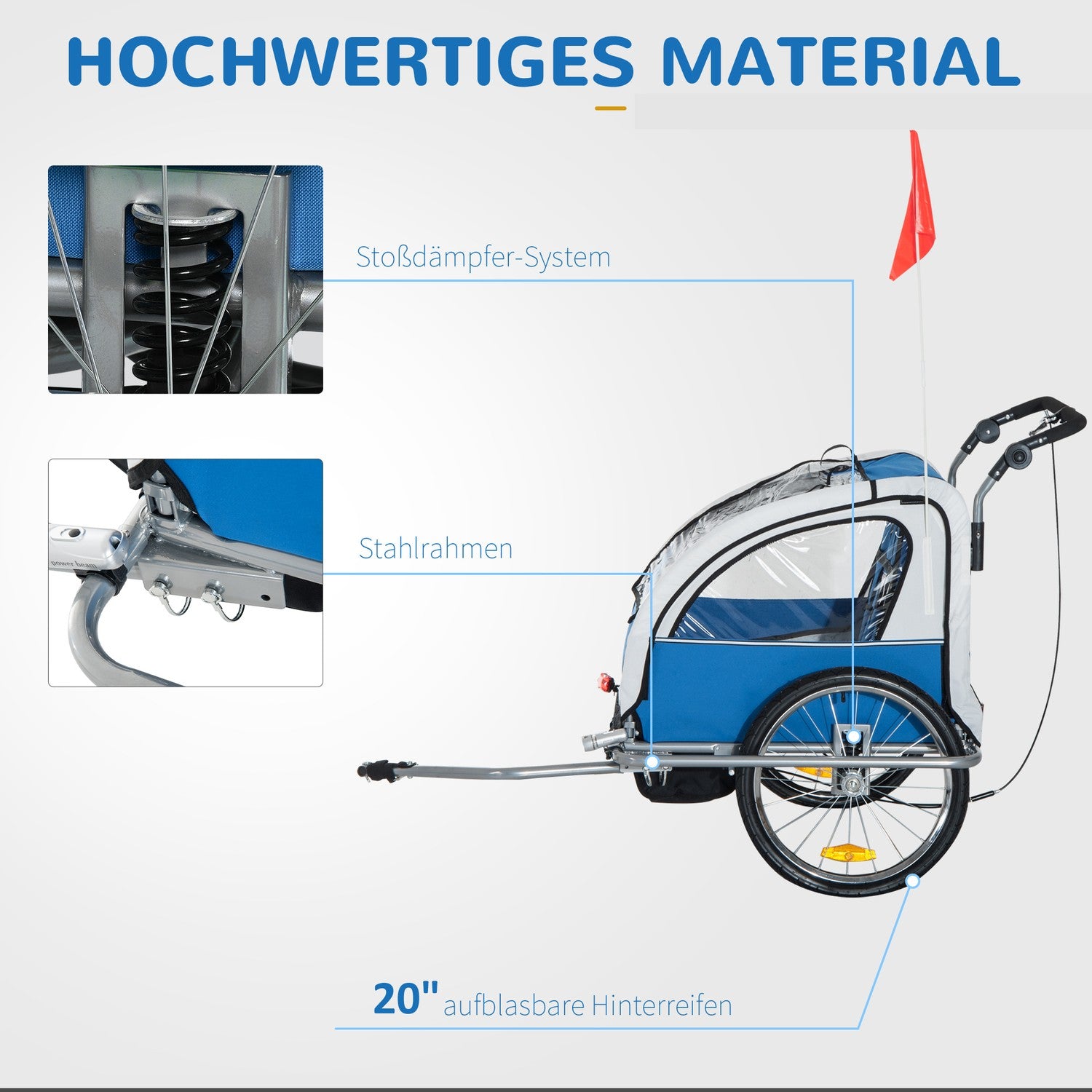 Kinderfietskar, blauw – regenhoes, ademende stof