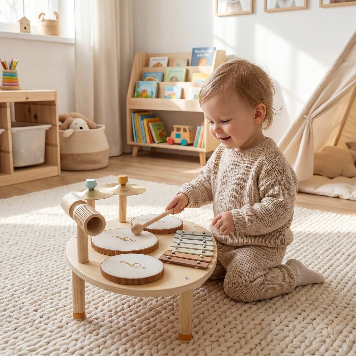 Muziekinstrumentenset voor kinderen met drums en xylofoon, 4-in-1