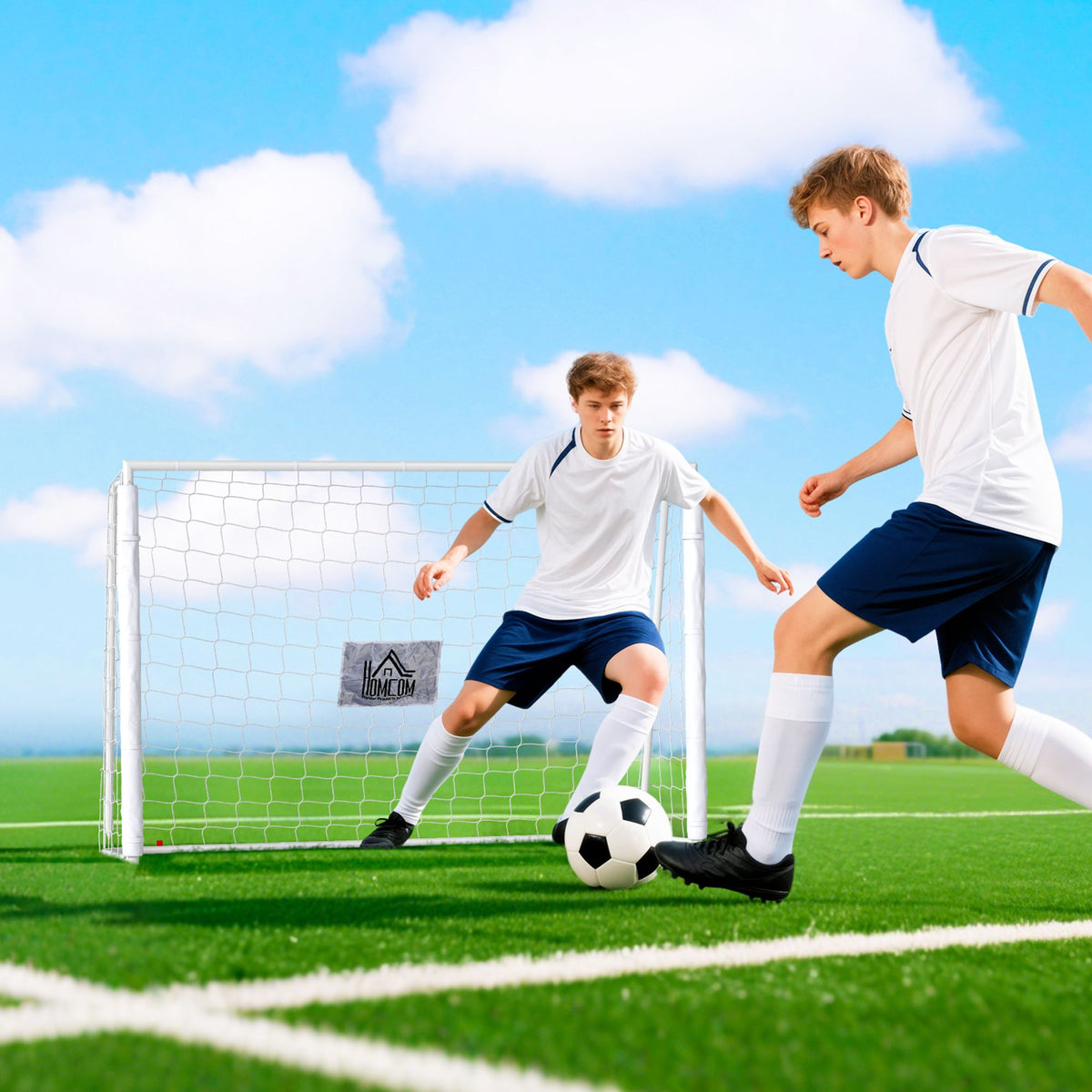 Voetbaldoel voor kinderen, schokabsorberend, 186 x 123 cm, wit