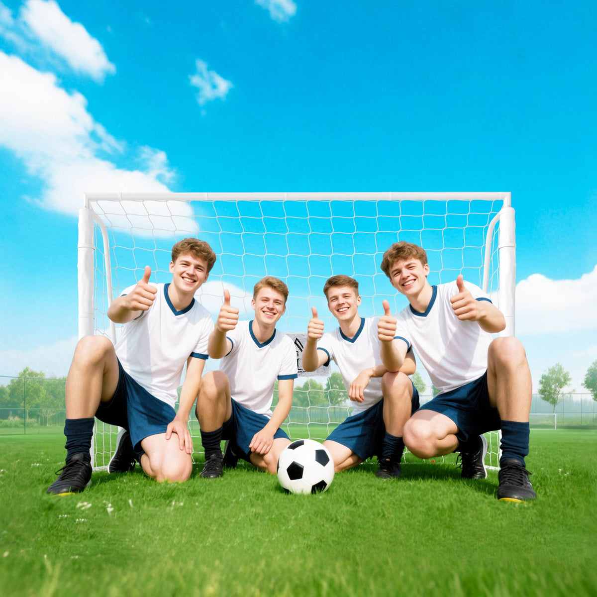 Voetbaldoel voor kinderen, schokabsorberend, 186 x 123 cm, wit