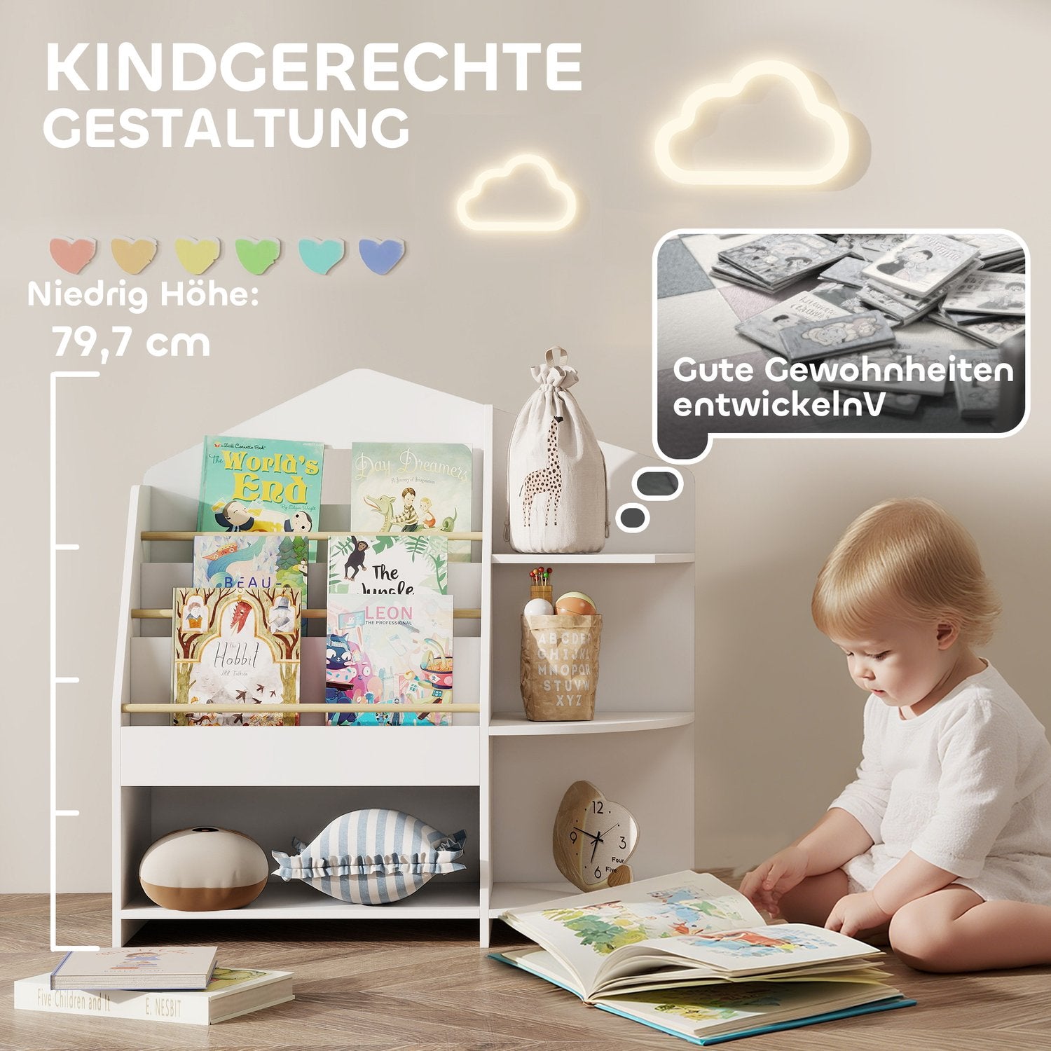 Barnhylla, 7 våningar, rymmer 40 kg, vit