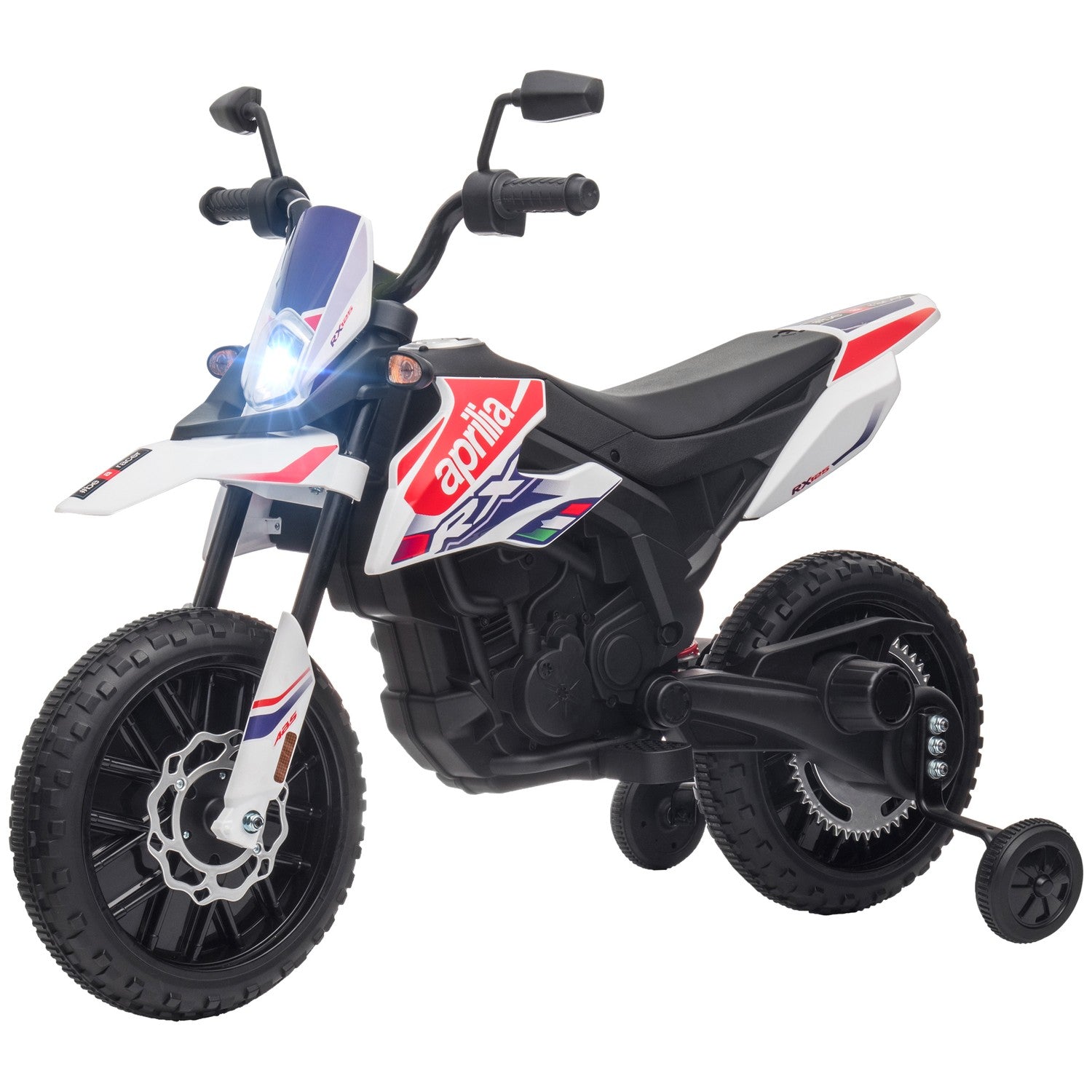 Kinder 12V Elektromotorrad mit Musik, 6 km/h, weiss