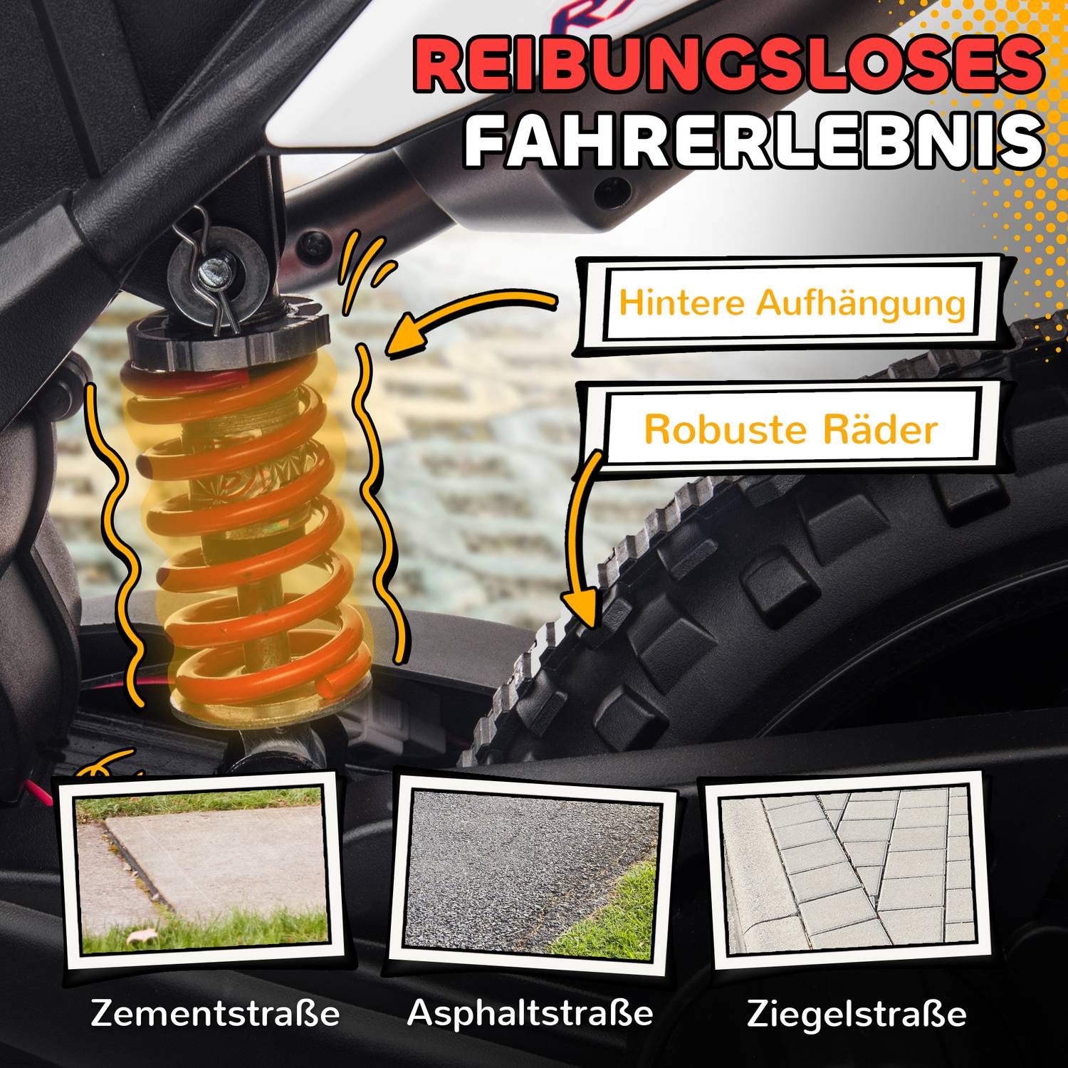 Kinder 12V Elektromotorrad mit Musik, 6 km/h, weiss