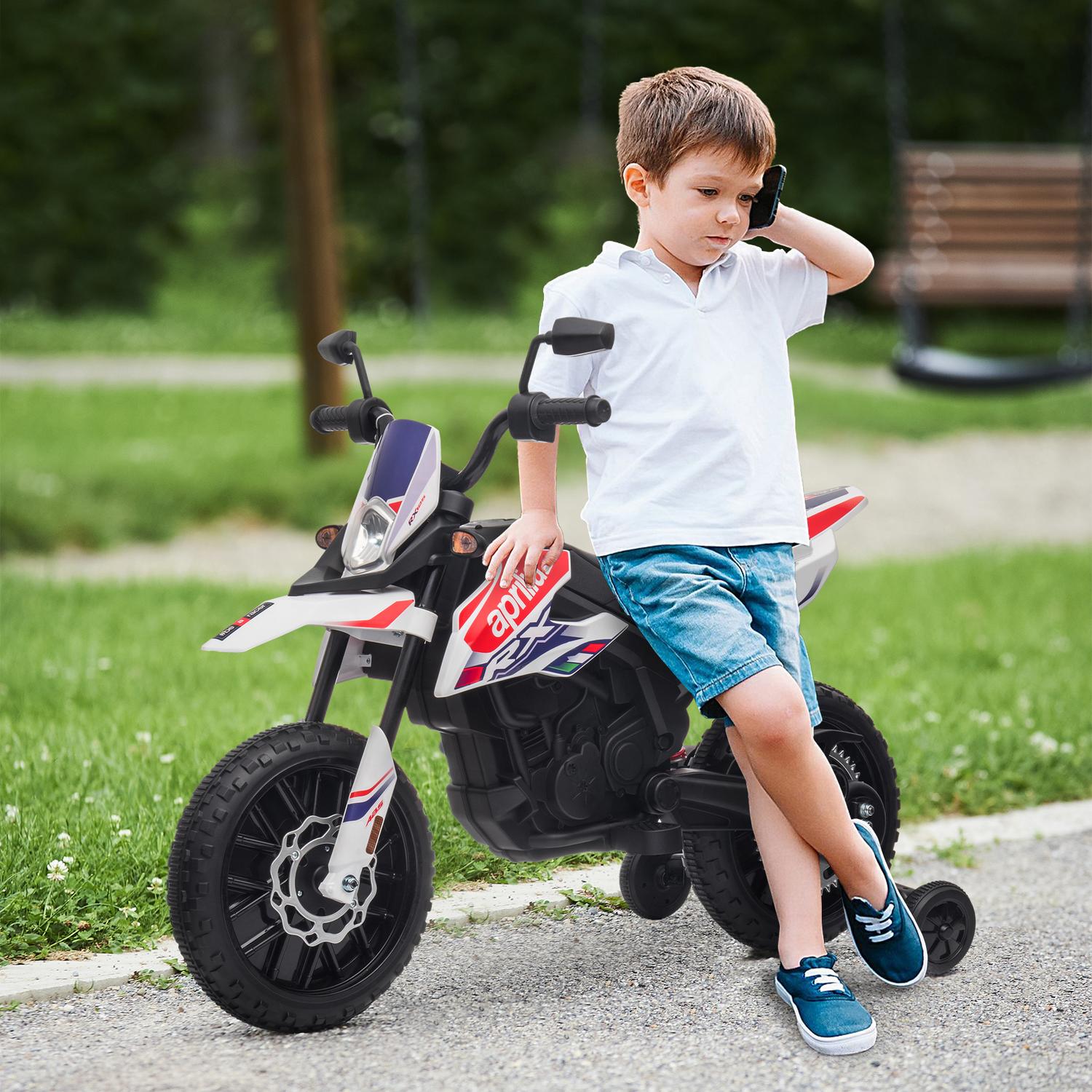Kinder 12V Elektromotorrad mit Musik, 6 km/h, weiss