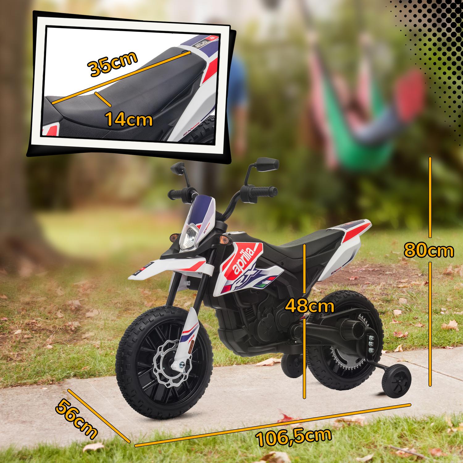 Kinder 12V Elektromotorrad mit Musik, 6 km/h, weiss