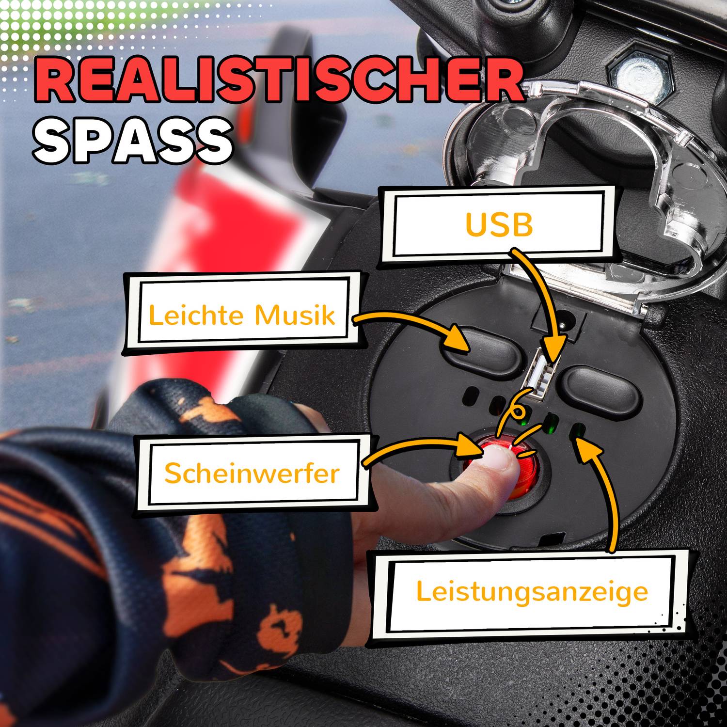 Kinder 12V Elektromotorrad mit Musik, 6 km/h, weiss