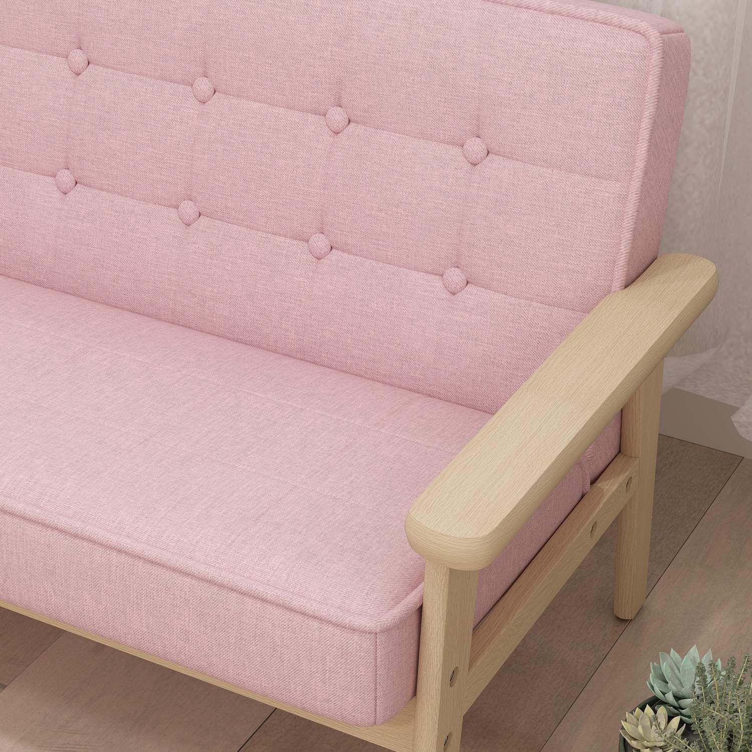 Barnsoffa, sammetsliknande, träram, åldrar 3-15, rosa