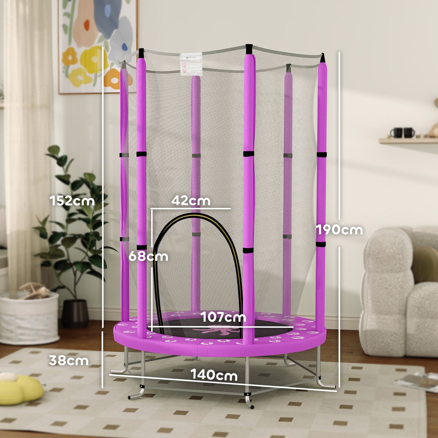 Kindertrampoline met vangnet, Ø 140 cm
