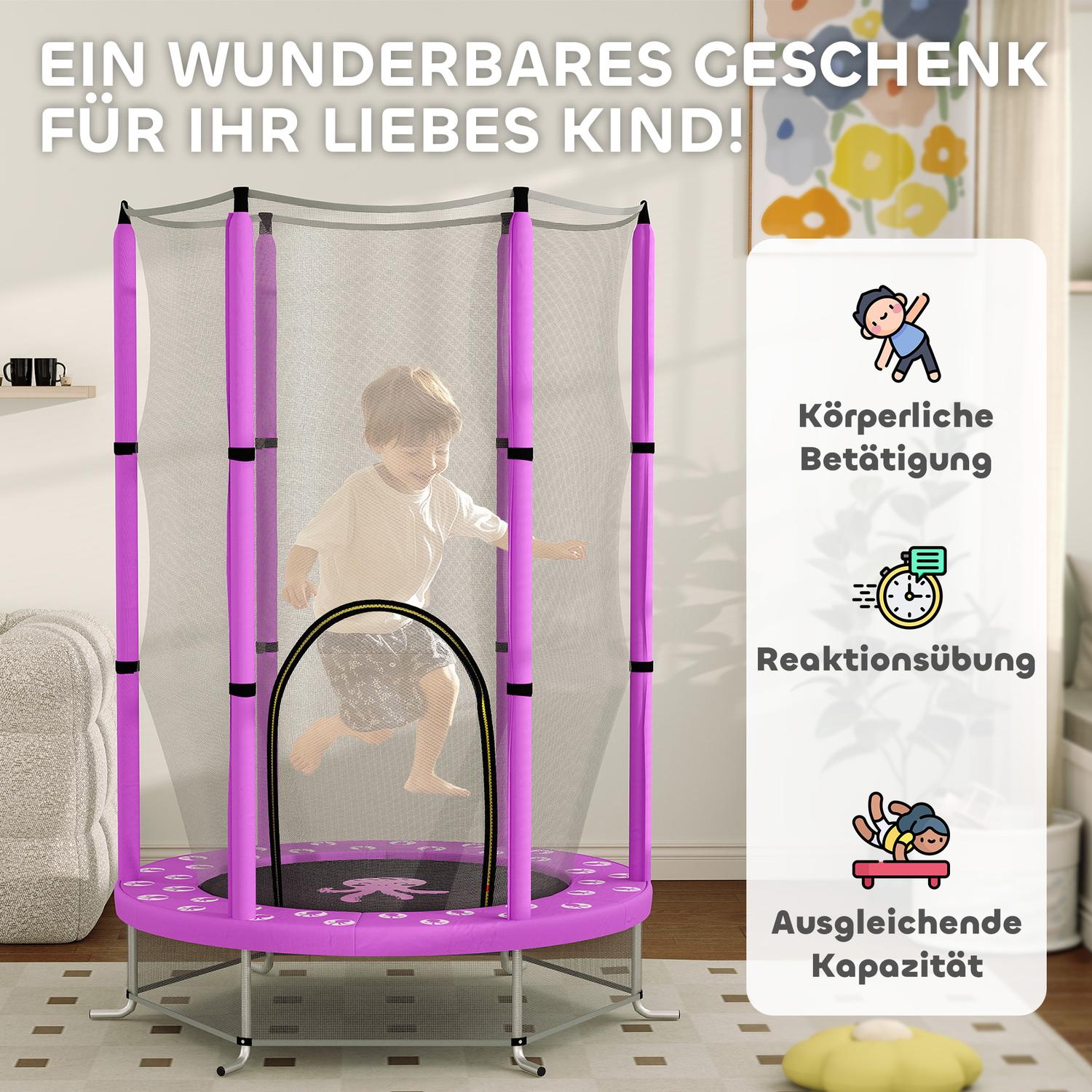 Kindertrampoline met vangnet, Ø 140 cm