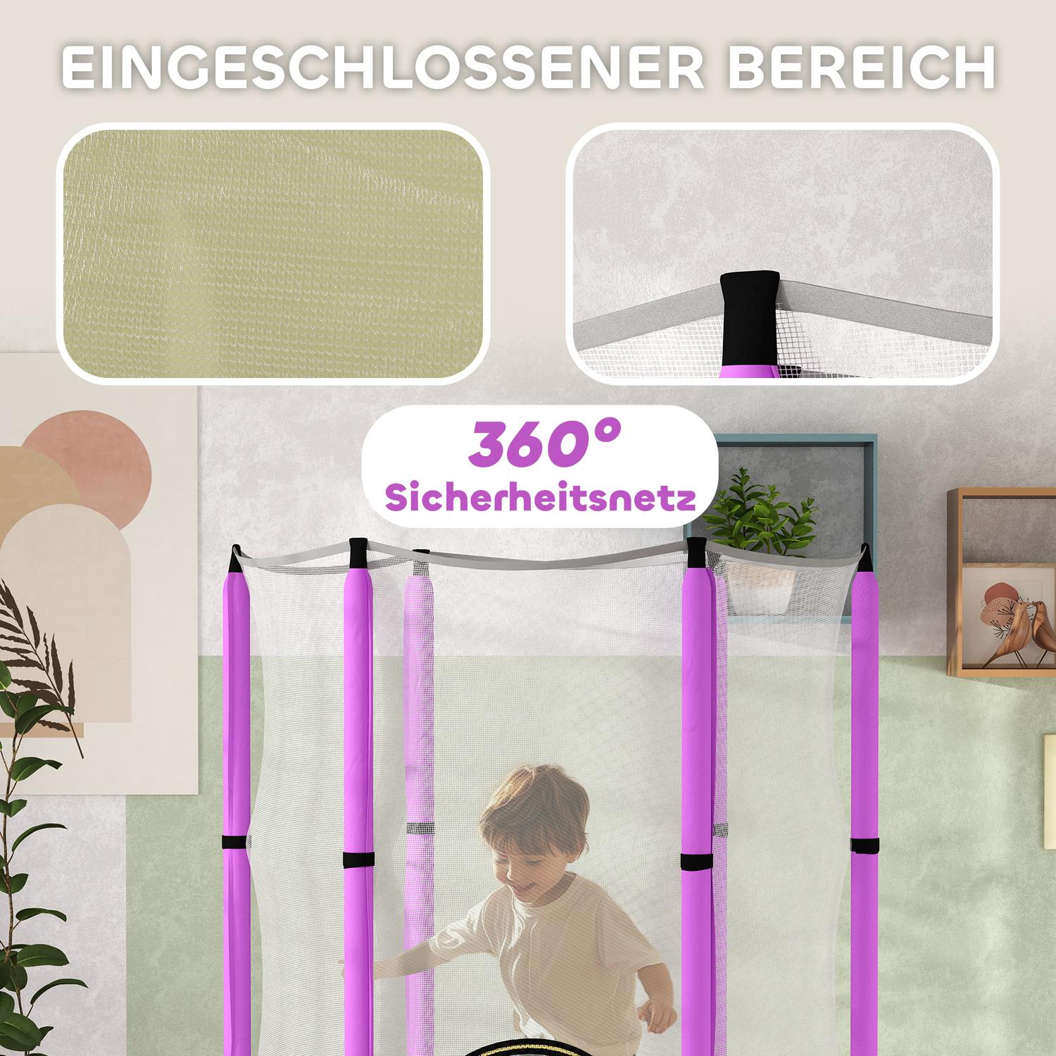 Kindertrampoline met vangnet, Ø 140 cm