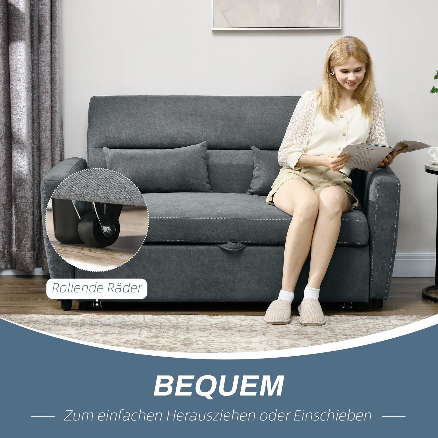 Slaapbank, fluwelen look, verstelbare rugleuning, 2-zits
