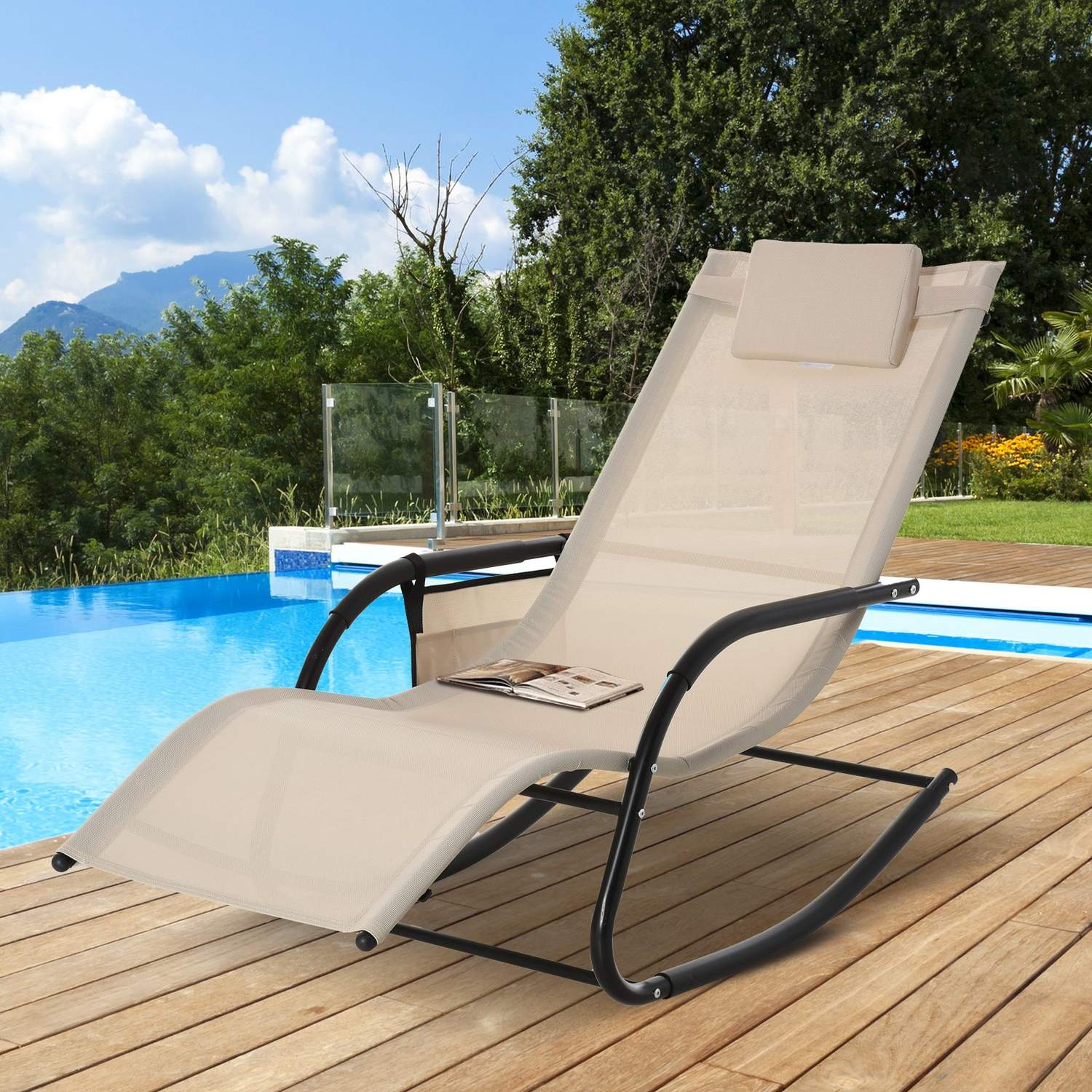 Beige Metal Mesh gungstol, 150 x 62 x 88 cm