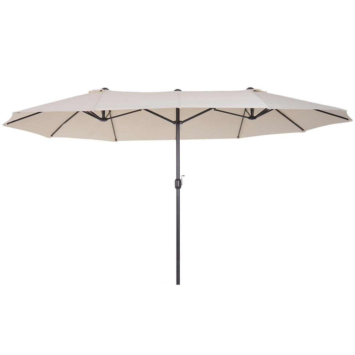 Beige Ovaal Dubbel Tuinparasol met Handslinger, 455x270 cm