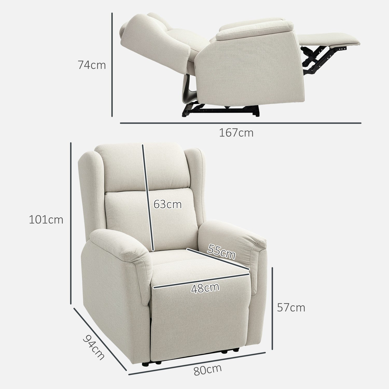 Beige vilstol med fickfjäder, 150 kg kapacitet