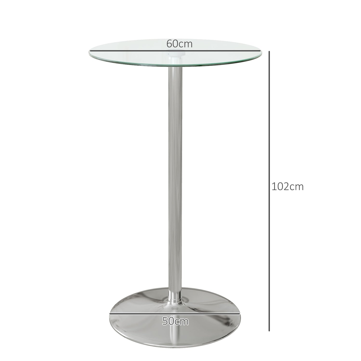 Bistrotafel voor 2 – Gehard glas, Ø60x102cm