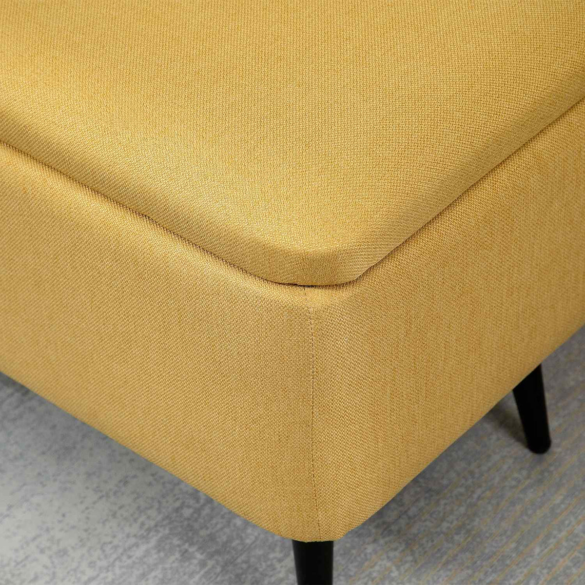 Bank, kistbank, gestoffeerde bank, linnenlook, tot 150 kg, 101 x 38,5 x 44,5 cm, geel