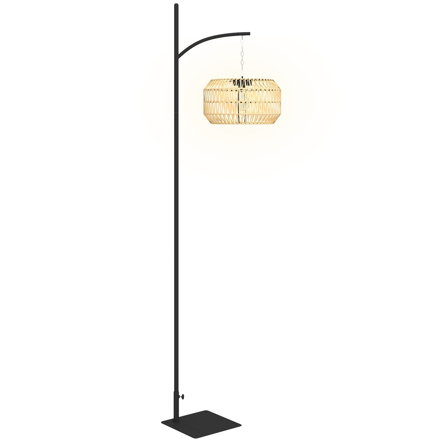 Boho Stijl Rattan Solar Vloerlamp, IP44 Waterdicht
