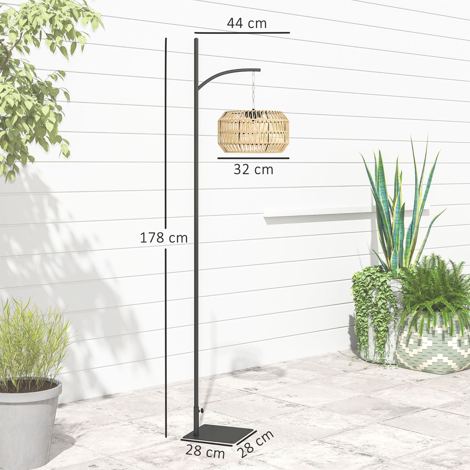 Boho Stijl Rattan Solar Vloerlamp, IP44 Waterdicht