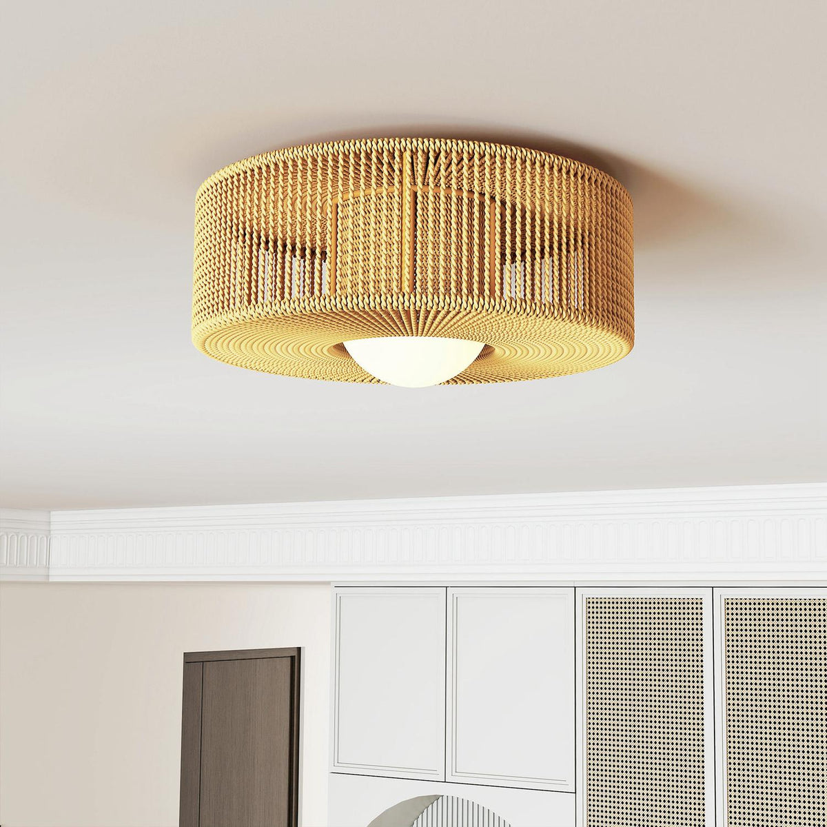 Boho-plafondlamp met kap van henneptouw, G9-led, 30 cm