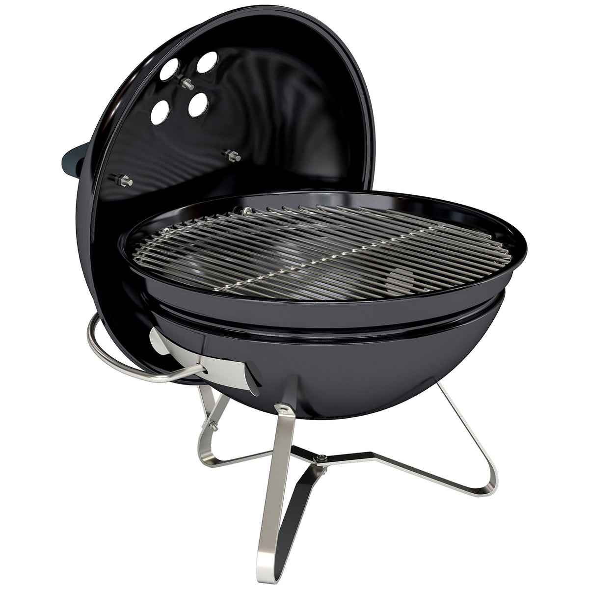 Draagbare houtskoolbarbecue met deksel en ventilatie, 41 cm