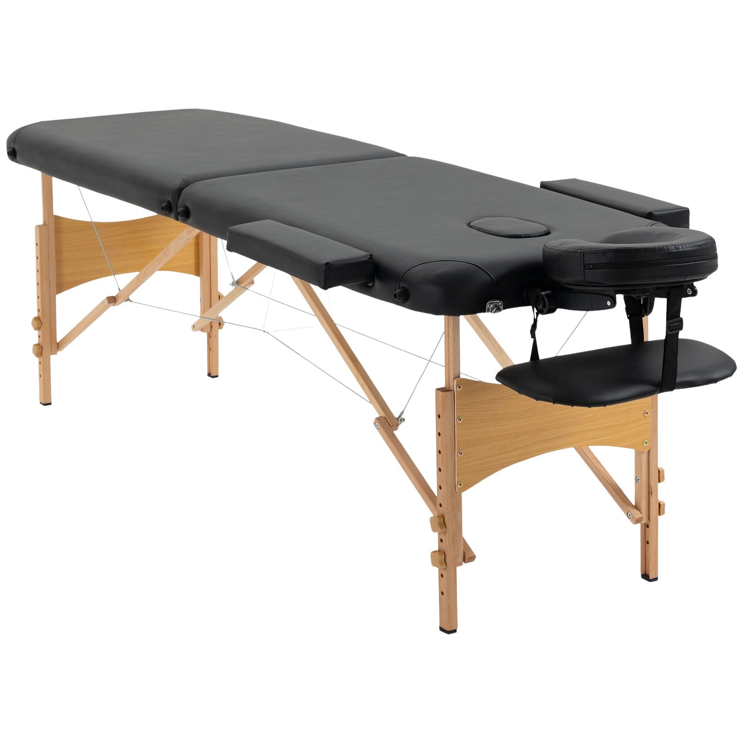 Bärbart hopfällbart massagebord, justerbar höjd, svart