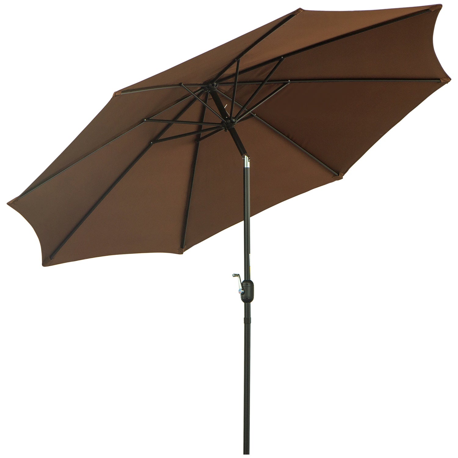 Bruine Marktpaviljoen Parasol Met Zwengel, Ø2,95m, Duurzaam Polyester