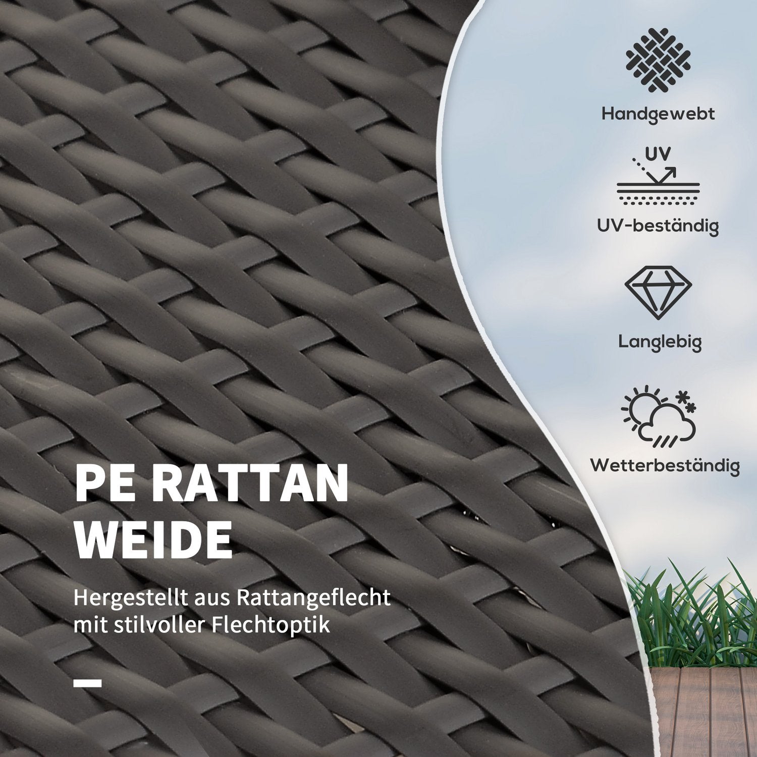 Bruine polyrattan 2-zits tuinstoel met kussens