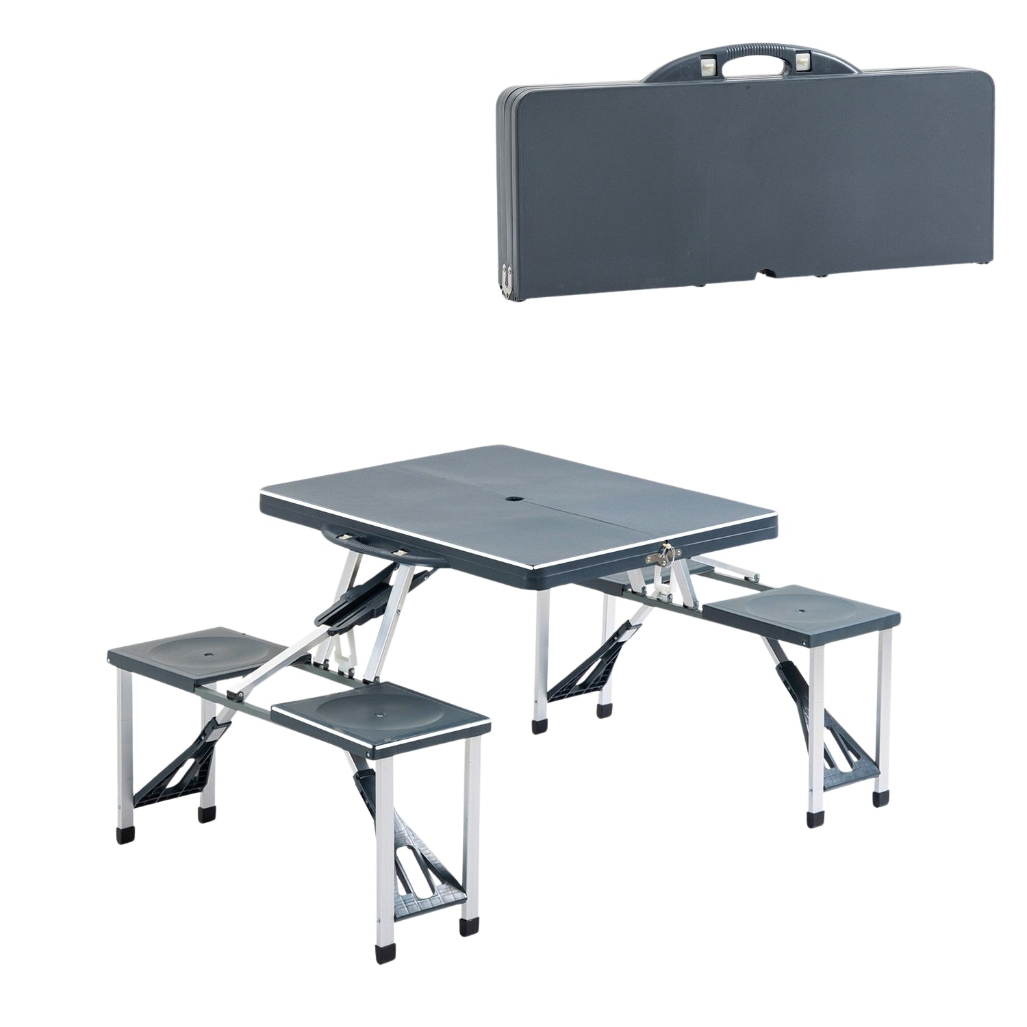 Aluminium campingtafelset met 4 inklapbare zitplaatsen