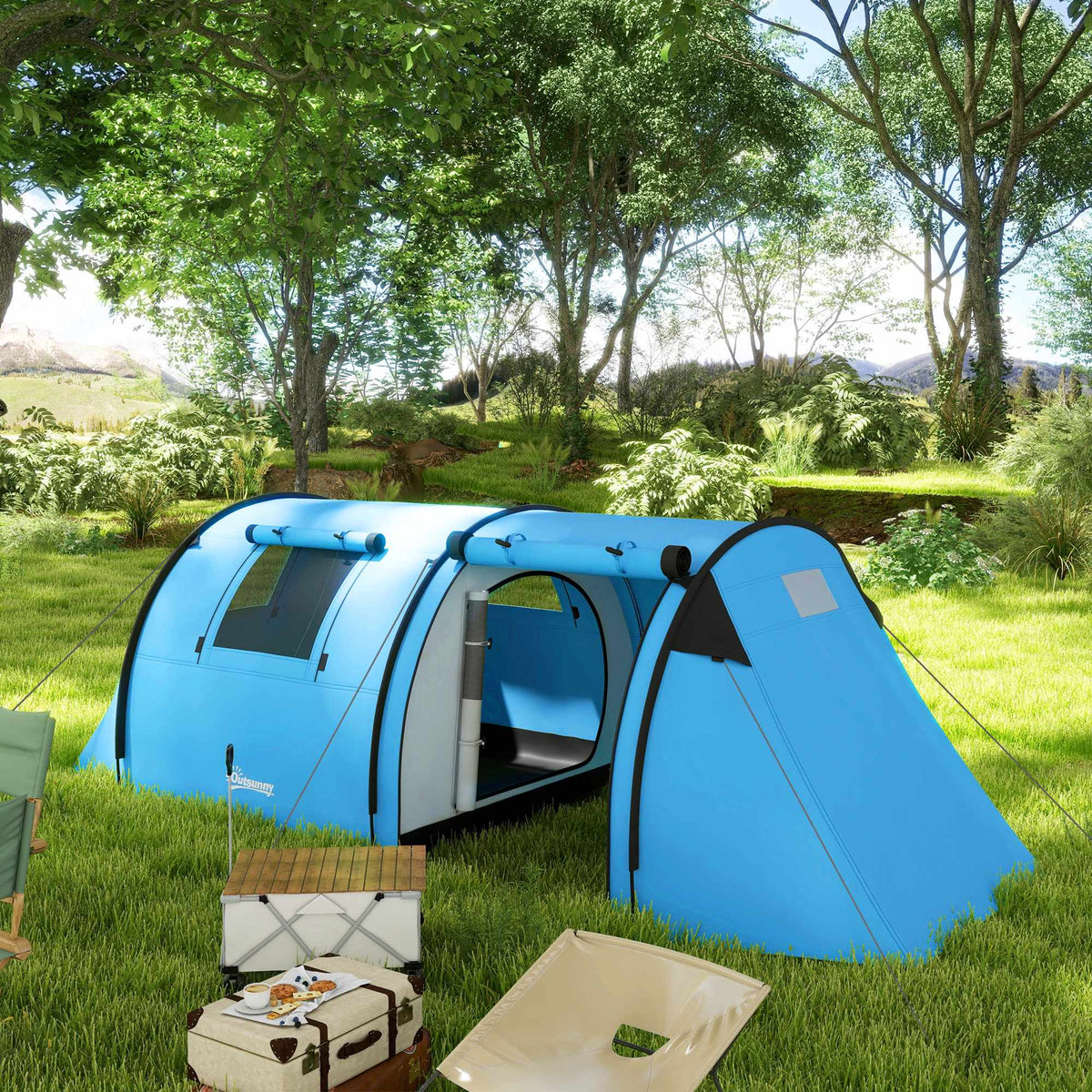 Kampeertent voor 4 personen, waterdicht, ontwerp met 2 kamers