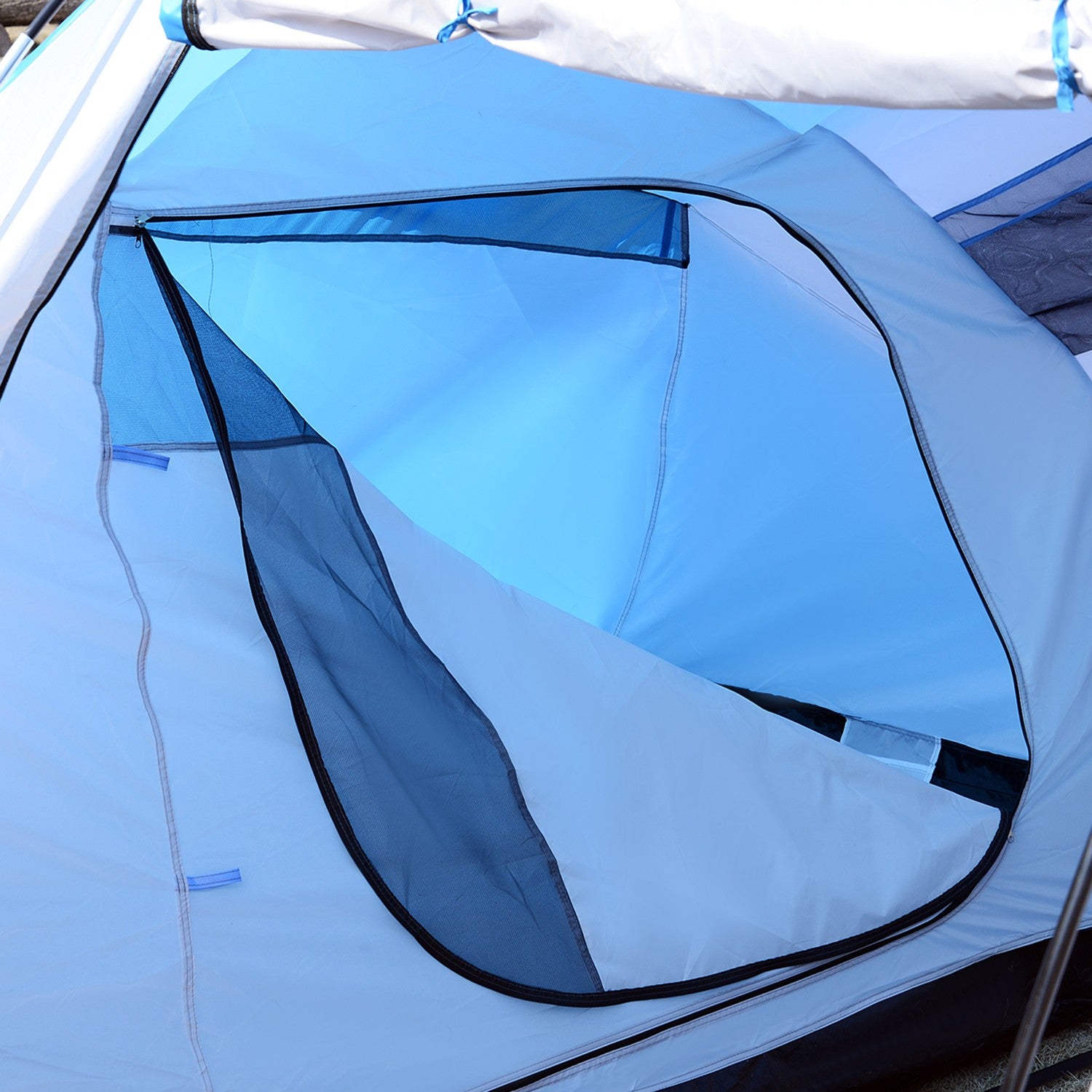 Campingtunneltent voor 4-6 personen, 2 cabines, blauw