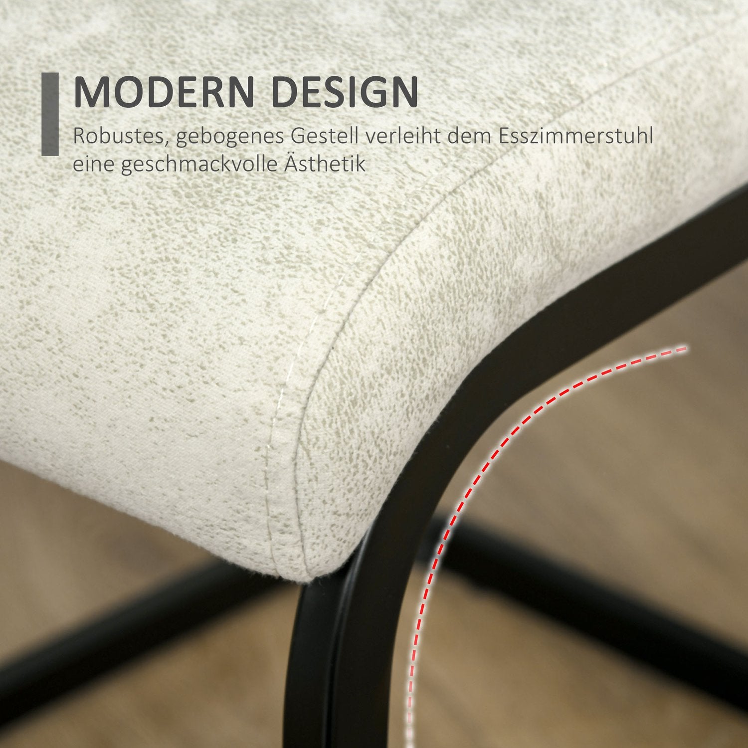 Vrijdragende eetkamerstoelen, ergonomische set van 4, beige polyester