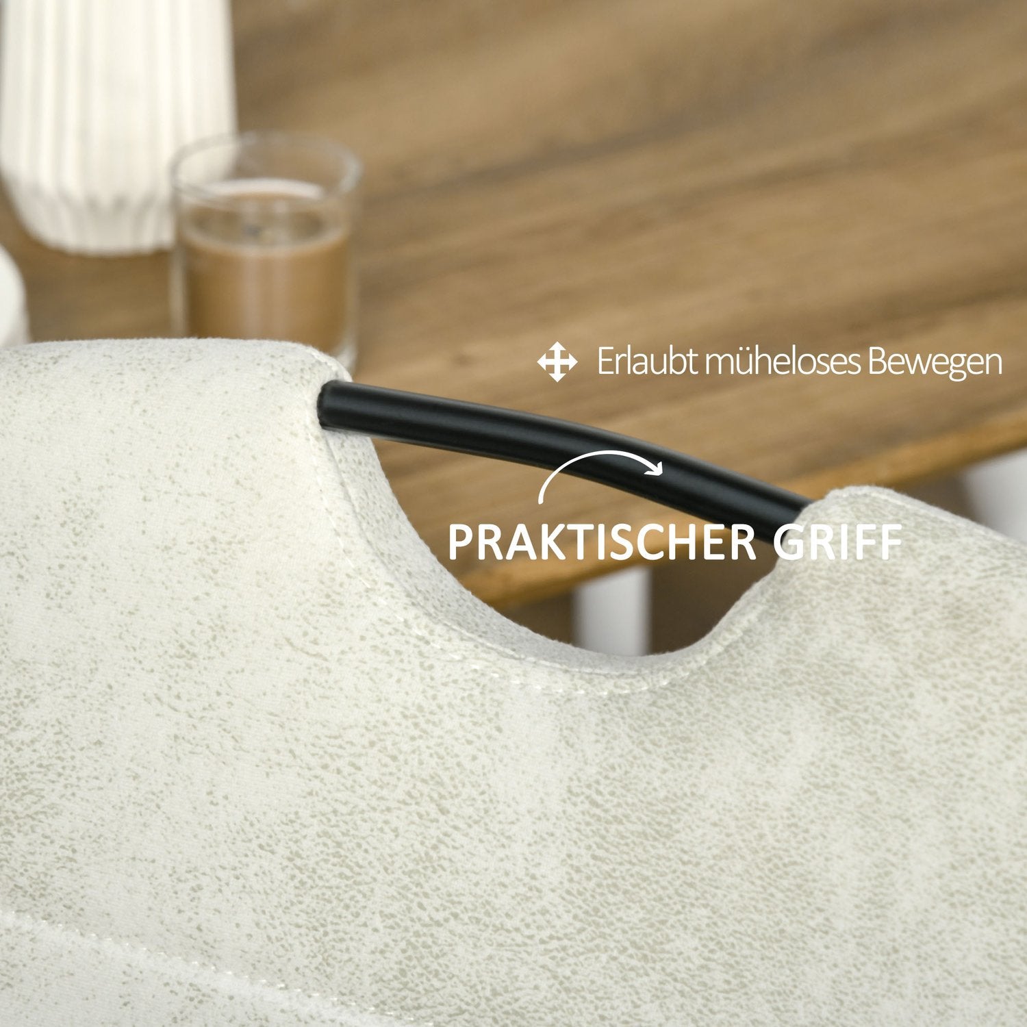 Vrijdragende eetkamerstoelen, ergonomische set van 4, beige polyester
