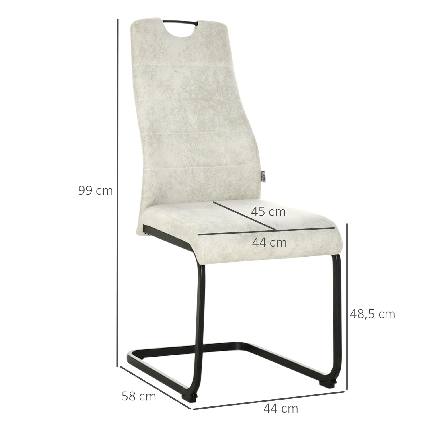 Vrijdragende eetkamerstoelen, ergonomische set van 4, beige polyester