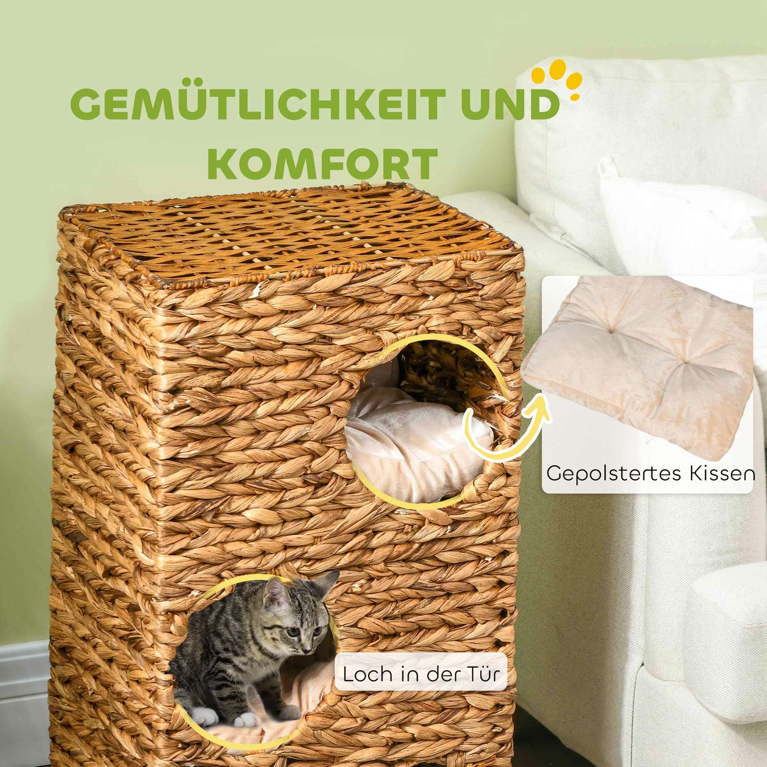 Krattoren, 76 cm, 3 holen, waterhyacint, lichtbruin