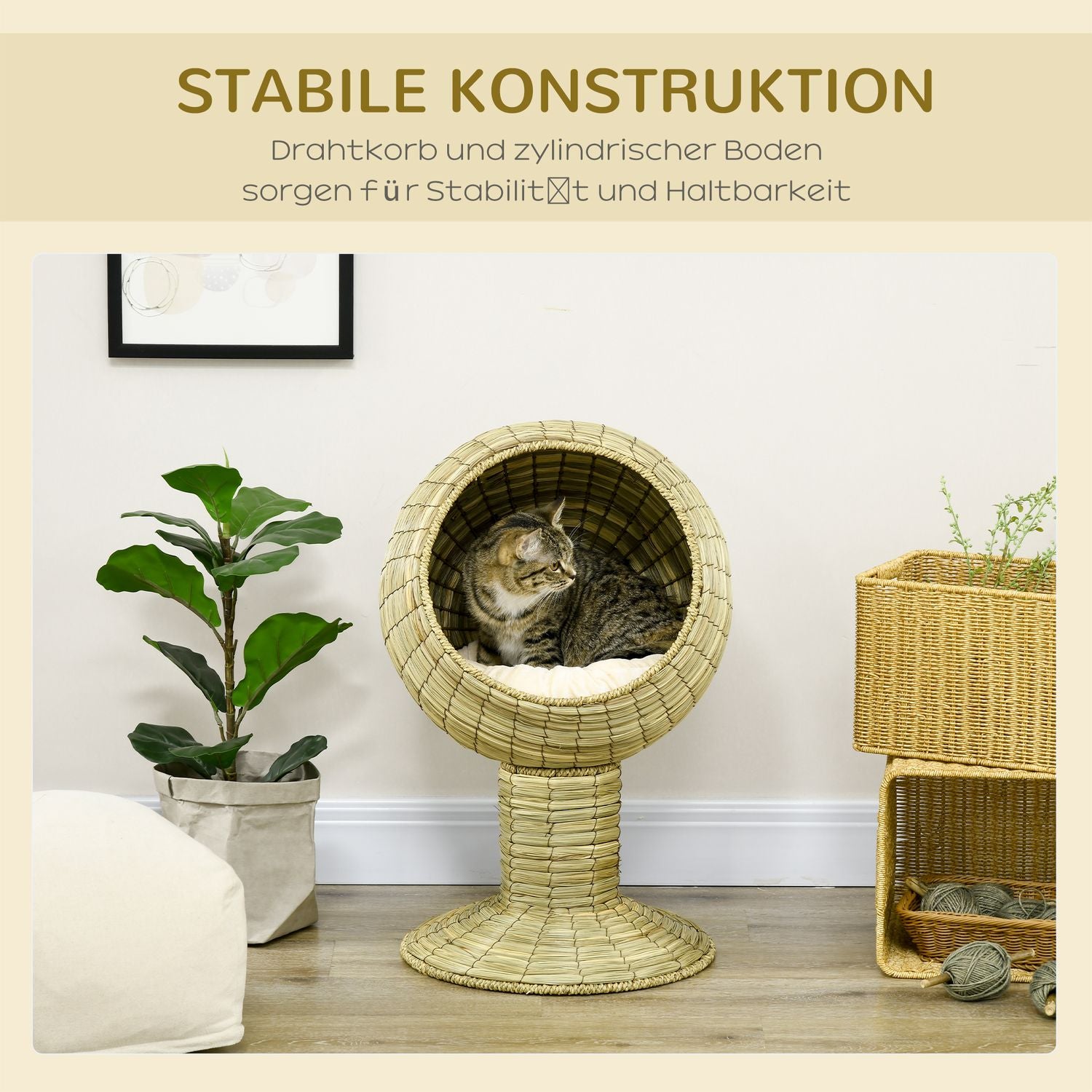 Kattenmand met afneembaar kussen, zeegras, 41x71,5 cm