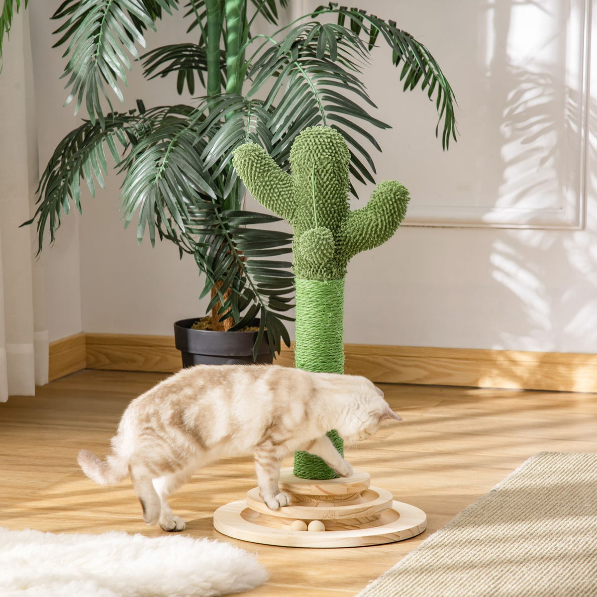 Krabpaal Cactusontwerp, Sisal & Grenen, 60 cm