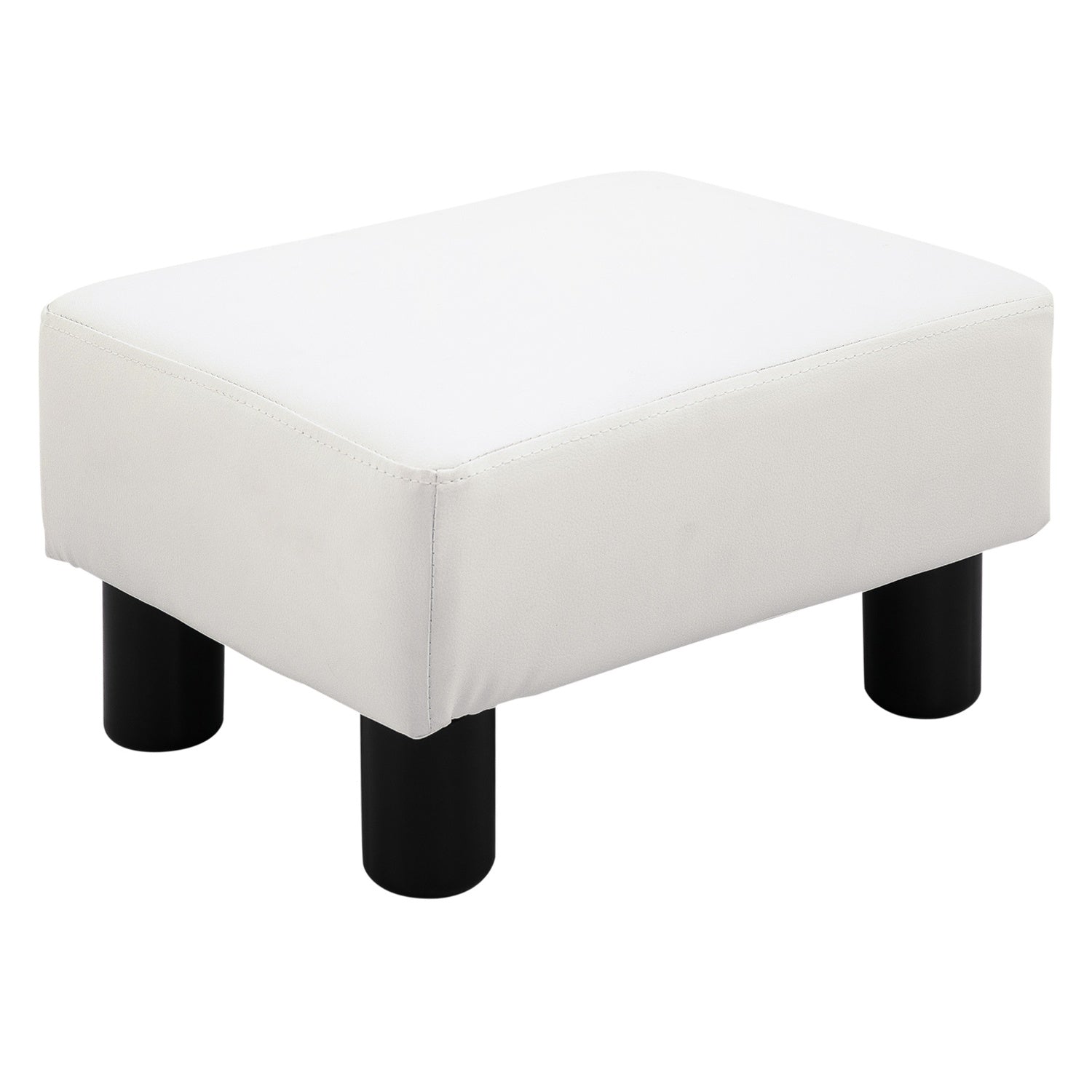 Chesterfield voetenbank in kunstleer, Wit, 40x30x24 cm