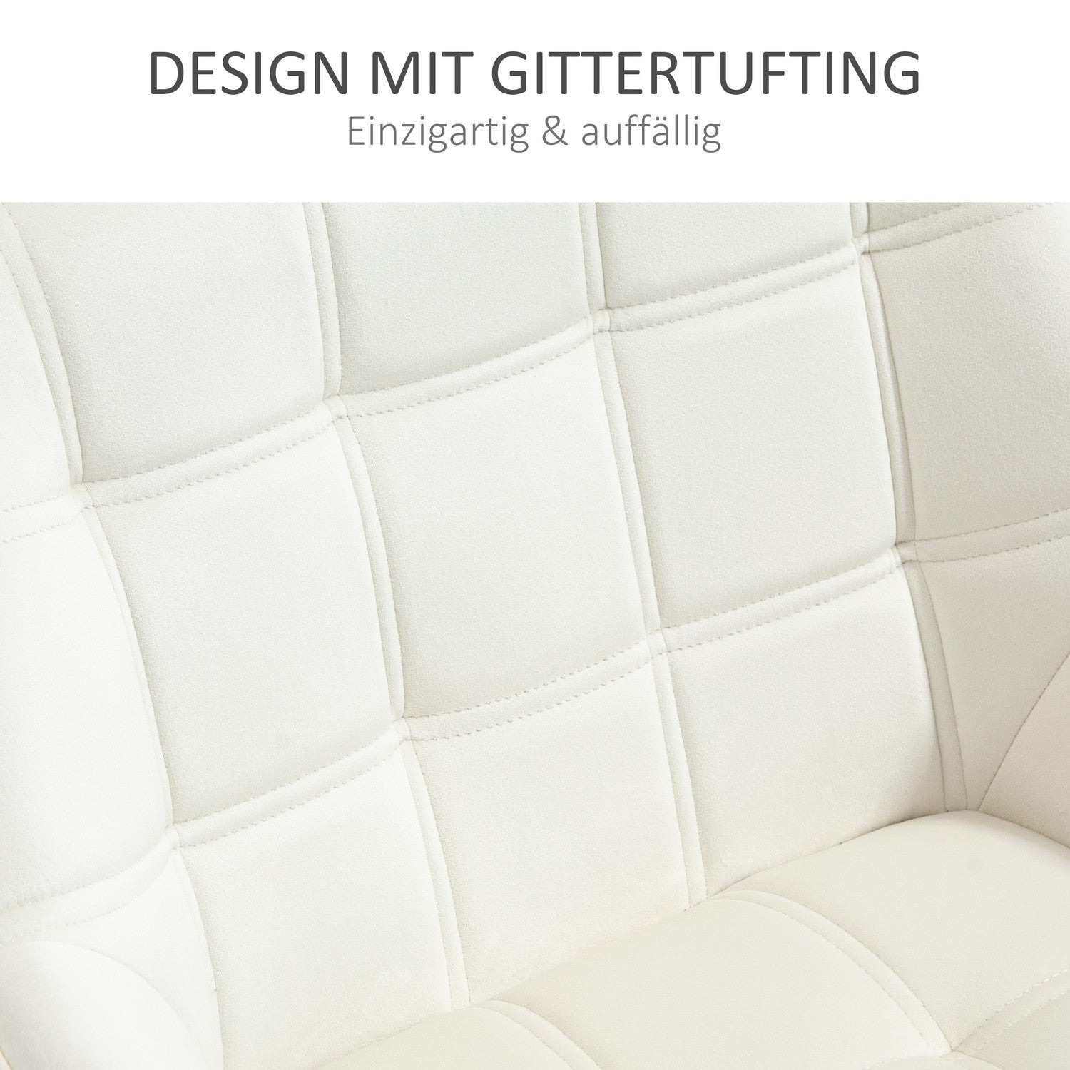 Roomwitte Fluweellook Fauteuil, verhoogde poten, 64x62x72,5 cm