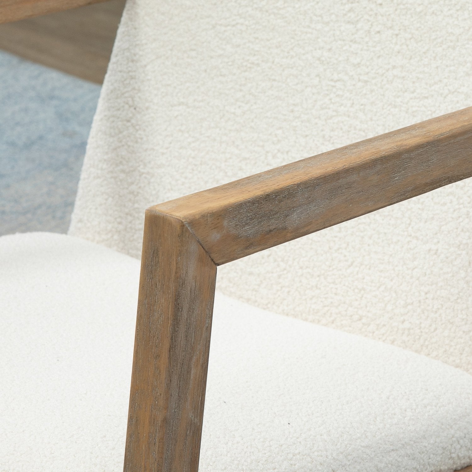 Cream White Rubberwood gungstol – vadderad komfort