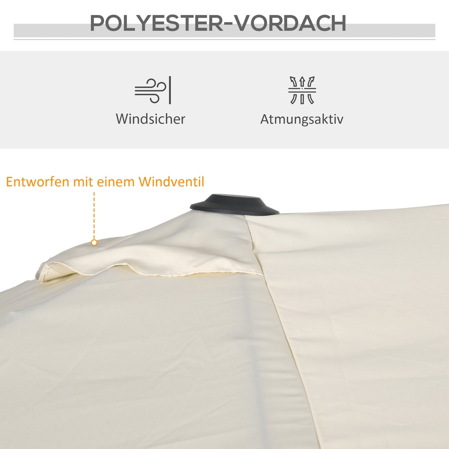 Crème buiten dubbele parasol – Verstelbare kantelfunctie, 150x295cm