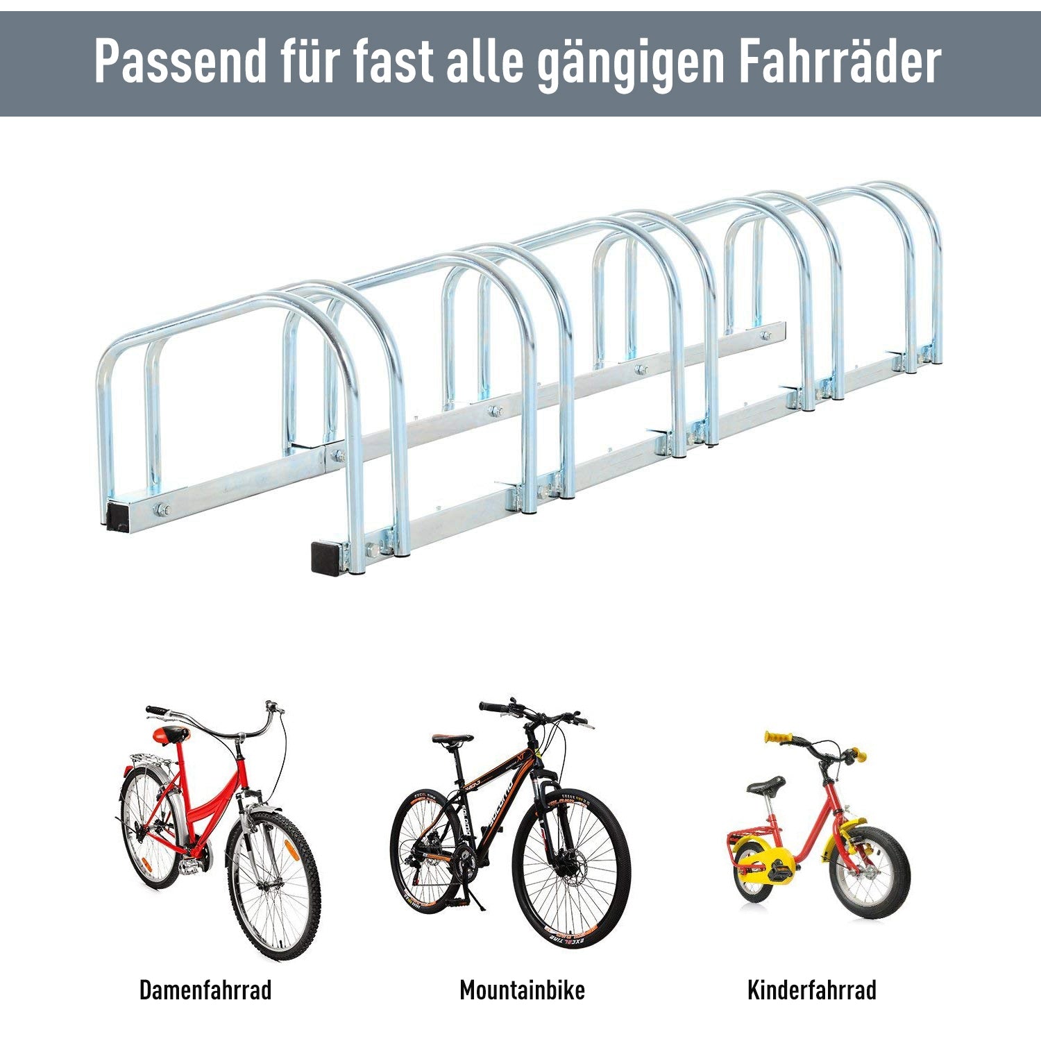 Stalen fietsenrek – vloer- en wandmontage, geschikt voor maximaal 6 fietsen
