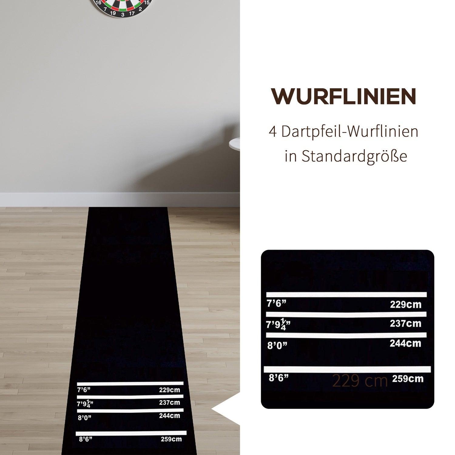 Dartmat, antislip rubberen mat voor stalen en softtip darts
